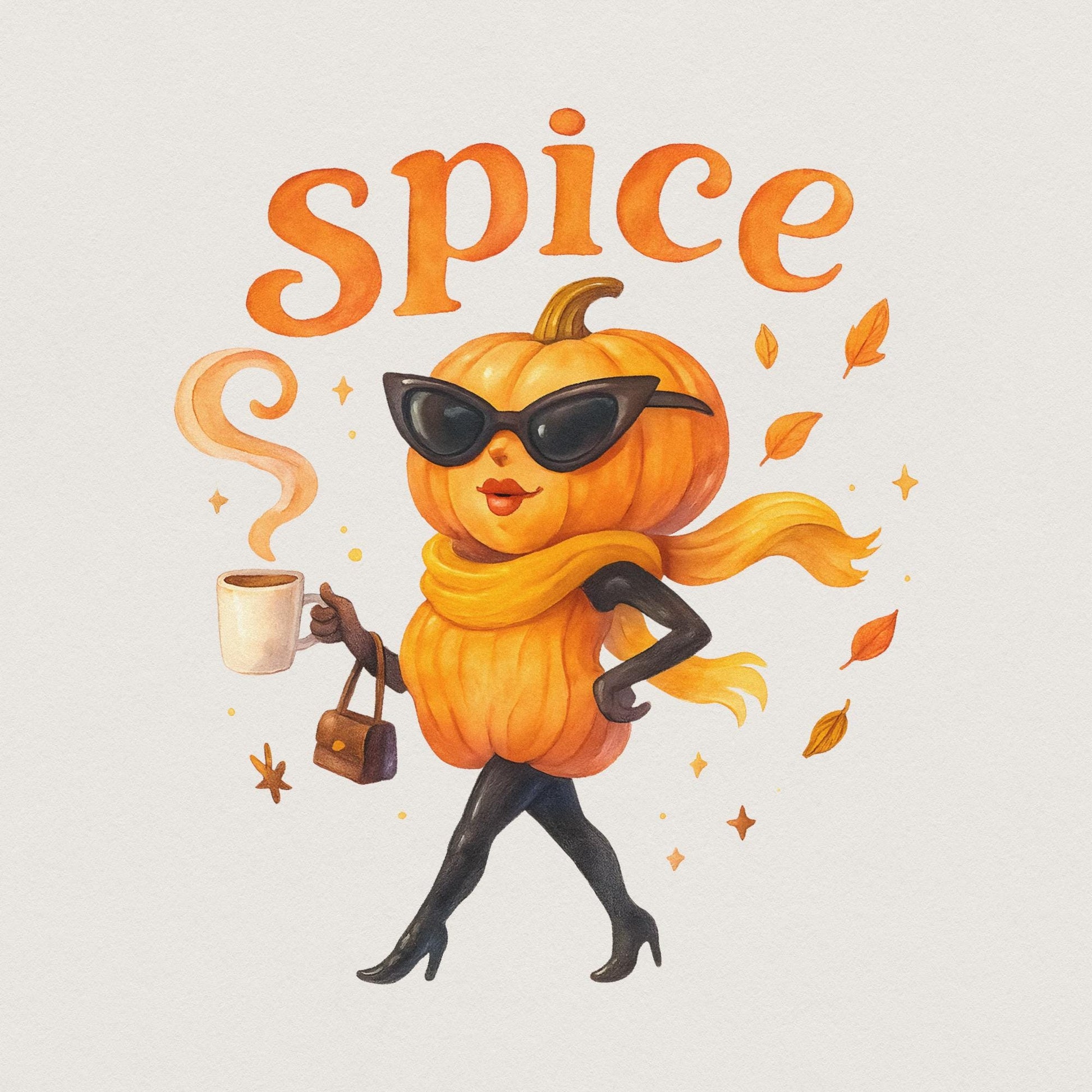 Spice Pumpkin Fall PNG, Pumpkin Lady Coffee PNG - 300 DPI Design for