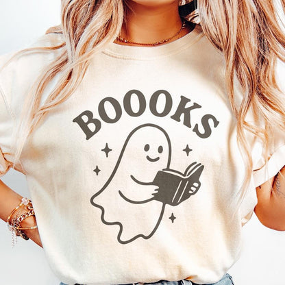 Boooks PNG, Cute Reading Ghost Clipart - 300 DPI Design for T-Shirt