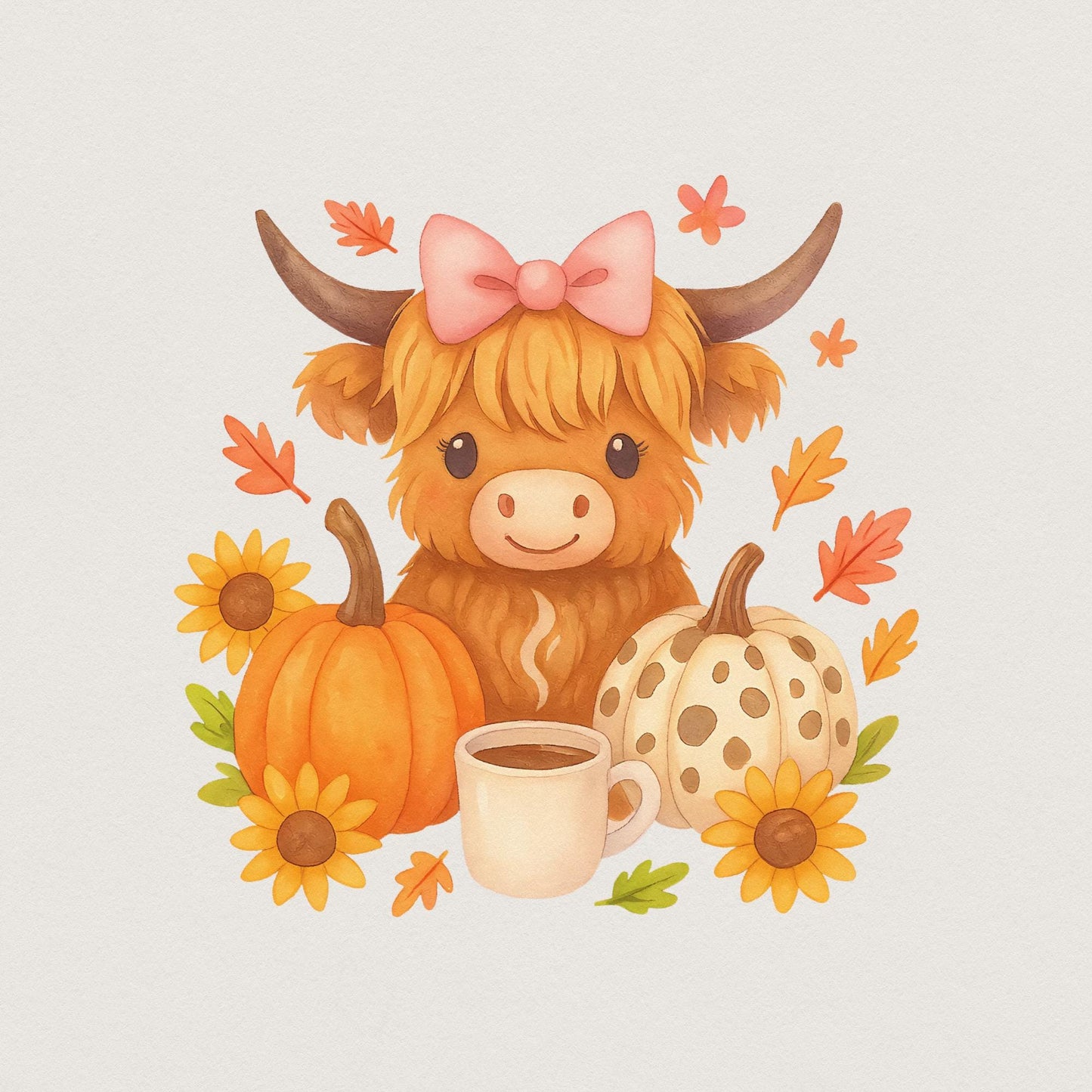 Highland Cow Fall PNG, Autumn PNG - 300 DPI Design for T-Shirt