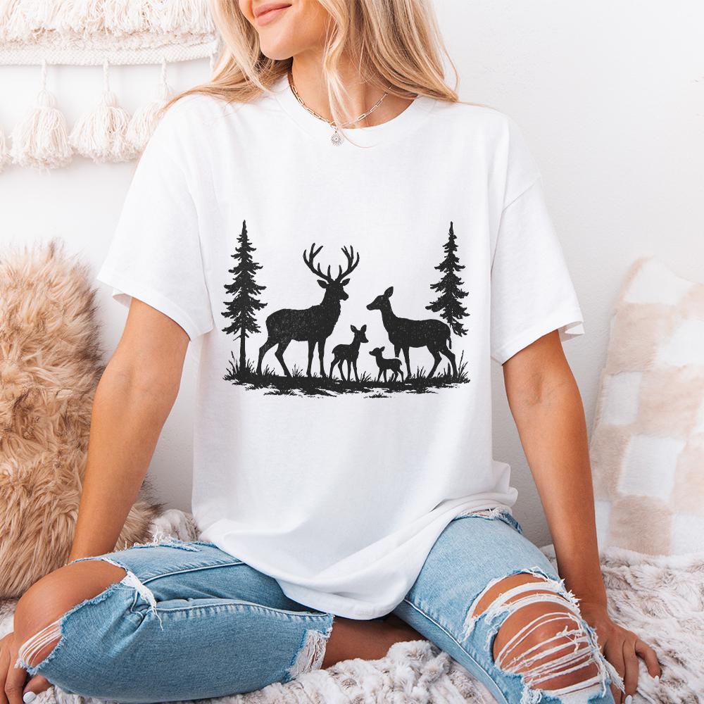 Deer Family PNG, Woodland Forest Nature PNG - 300 DPI Design for T-Shirt