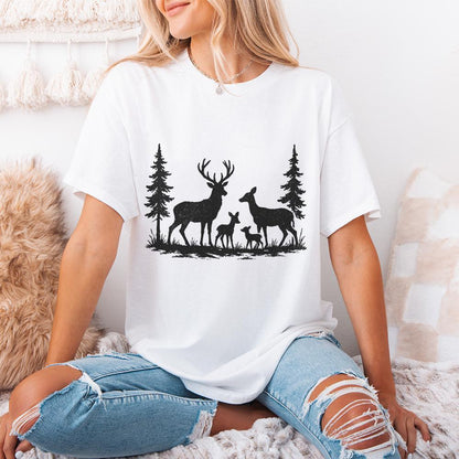 Deer Family PNG, Woodland Forest Nature PNG - 300 DPI Design for T-Shirt