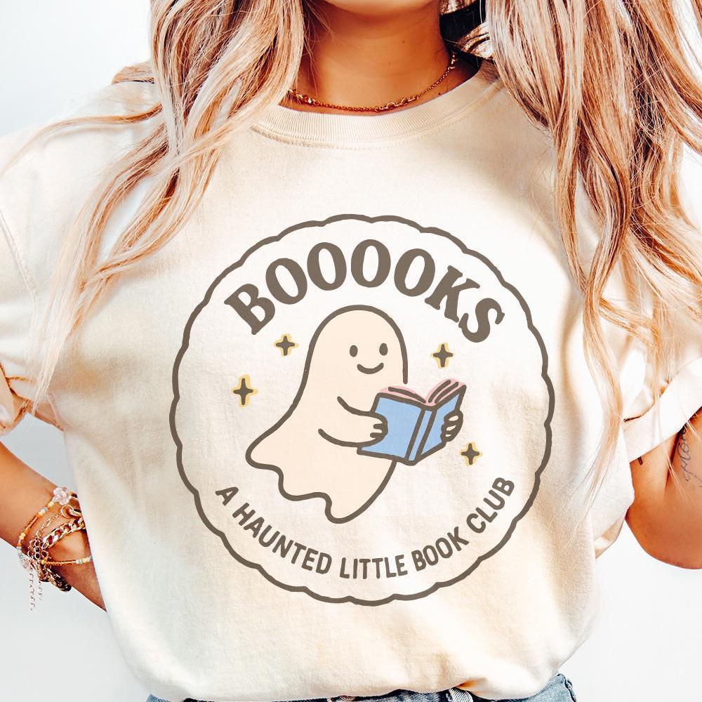 Booooks Haunted Little Book Club PNG, Cute Ghost PNG for Spooky Season -