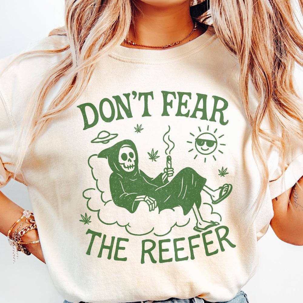 Don't Fear The Reefer PNG, Funny Grim Reaper Smoking Weed Shirt - 300 DPI