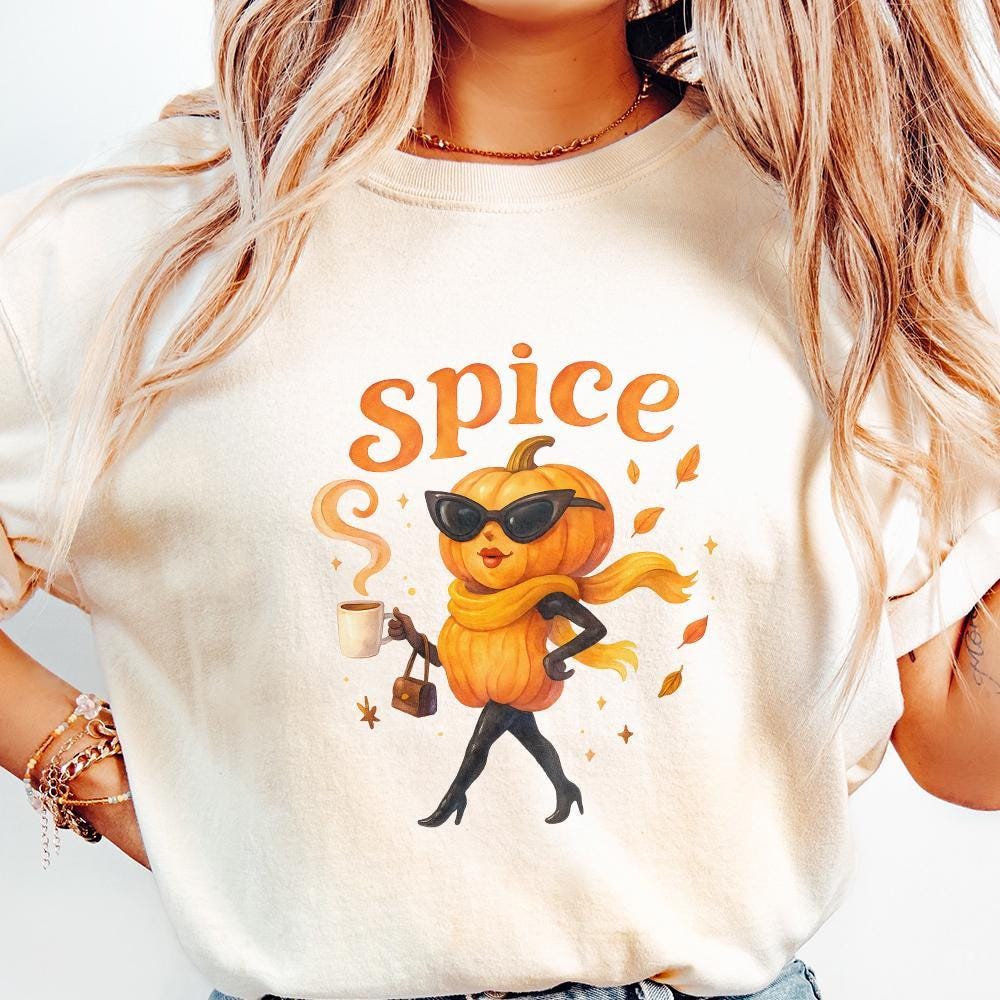 Spice Pumpkin Fall PNG, Pumpkin Lady Coffee PNG - 300 DPI Design for