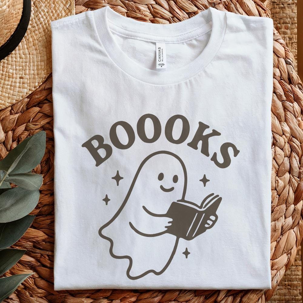 Boooks PNG, Cute Reading Ghost Clipart - 300 DPI Design for T-Shirt