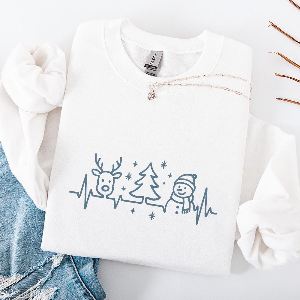 Retro Christmas PNG, Minimalist Christmas Line Art with Reindeer - 300