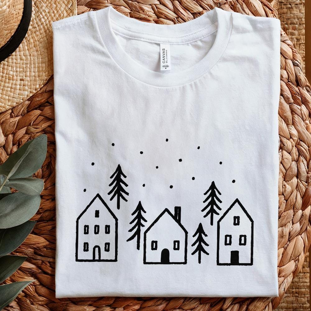 Minimalist Winter House PNG, Scandinavian Home Art - 300 DPI Design for