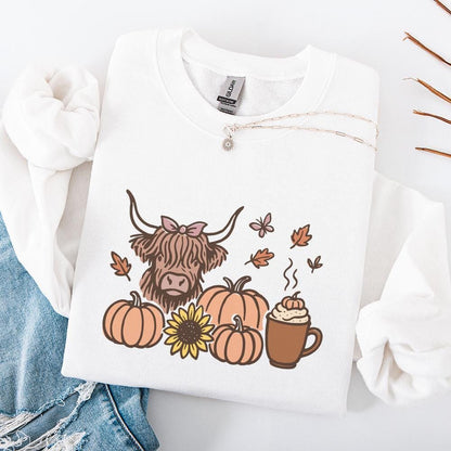Highland Cow PNG, Fall PNG - 300 DPI Design for T-Shirt