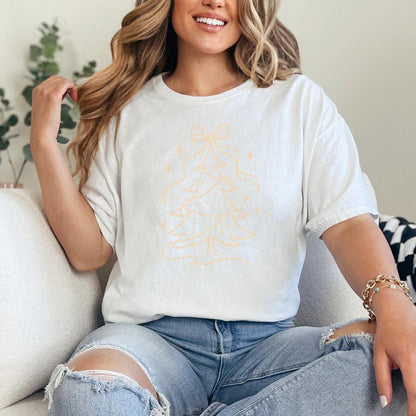 Elegant Ribbon Christmas Tree PNG, Minimalist Holiday Art Download - 300