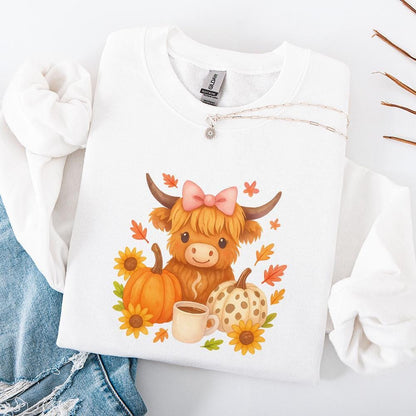 Highland Cow Fall PNG, Autumn PNG - 300 DPI Design for T-Shirt