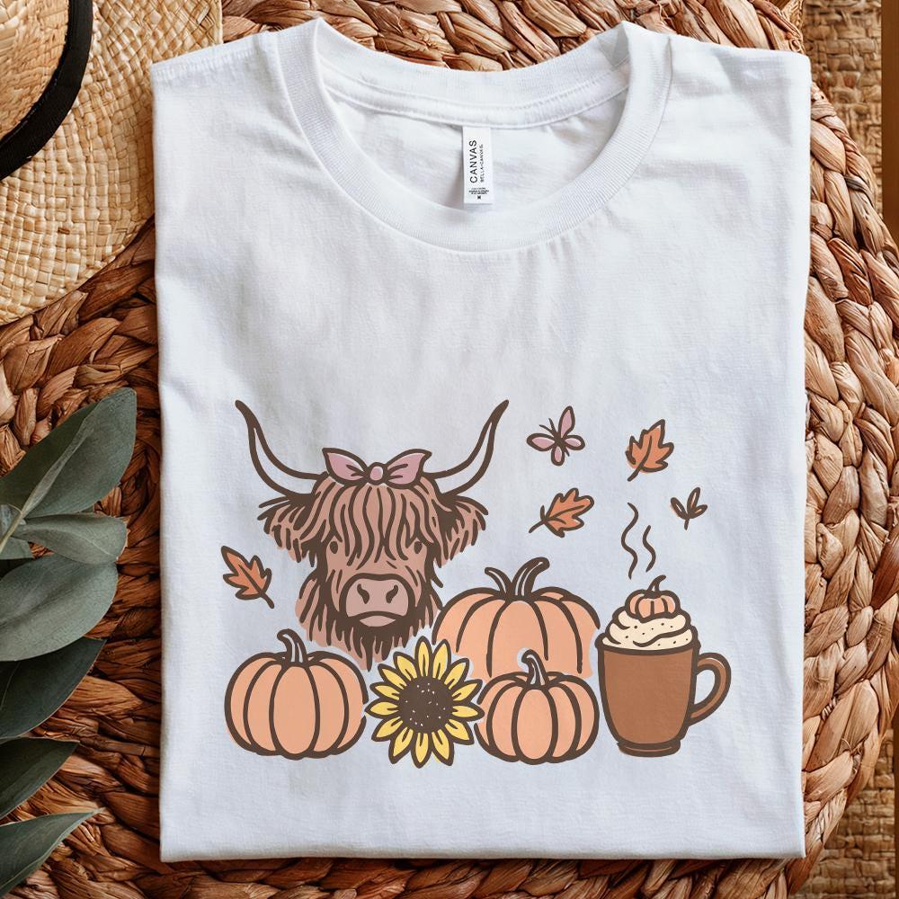 Highland Cow PNG, Fall PNG - 300 DPI Design for T-Shirt