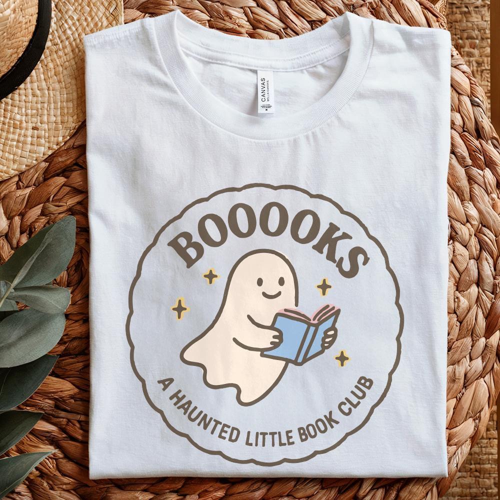 Booooks Haunted Little Book Club PNG, Cute Ghost PNG for Spooky Season -