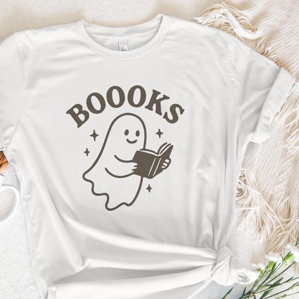 Boooks PNG, Cute Reading Ghost Clipart - 300 DPI Design for T-Shirt