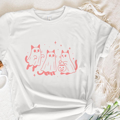 Cute Ghost Cats PNG, Trick or Treat Halloween Cat Art - 300 DPI Design