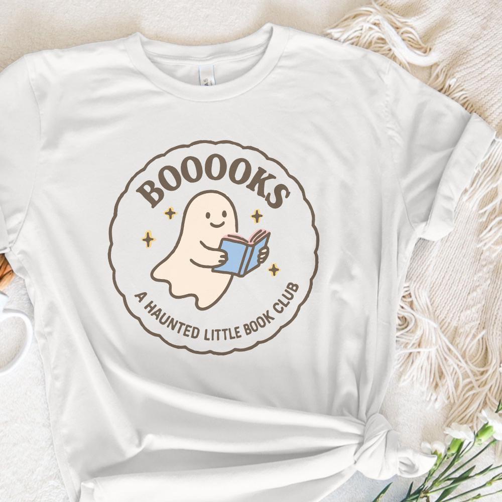 Booooks Haunted Little Book Club PNG, Cute Ghost PNG for Spooky Season -