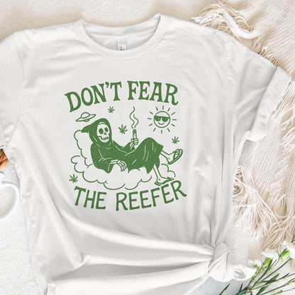 Don't Fear The Reefer PNG, Funny Grim Reaper Smoking Weed Shirt - 300 DPI