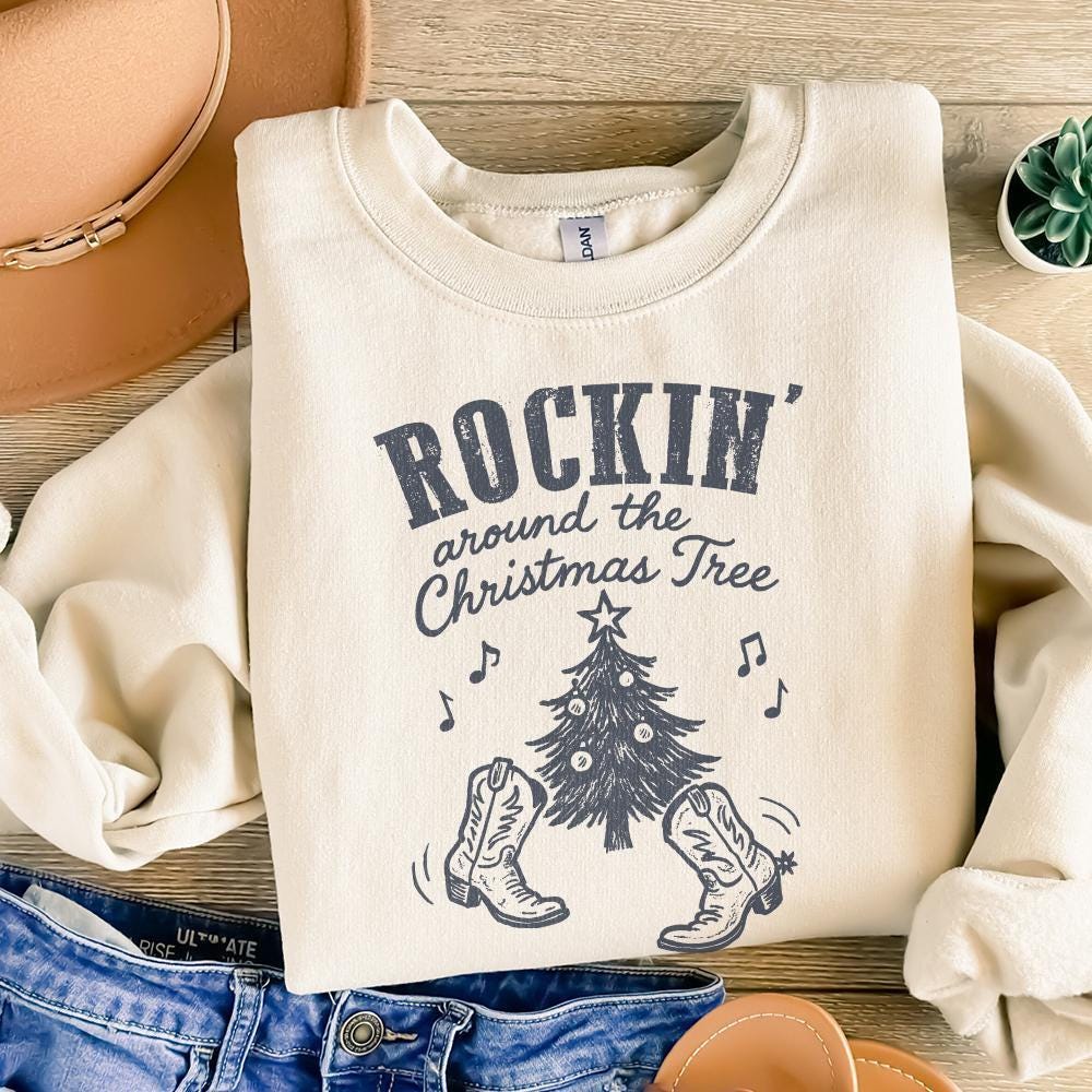 Rockin Around the Christmas Tree PNG, Retro Christmas - 300 DPI Design