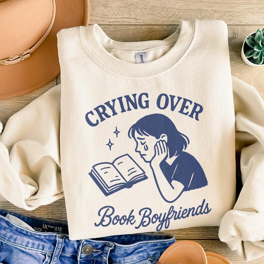 Crying Over Book Boyfriends PNG, Book Lover png - 300 DPI Design for