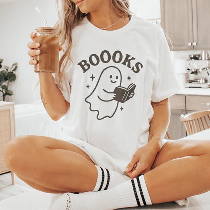 Boooks PNG, Cute Reading Ghost Clipart - 300 DPI Design for T-Shirt