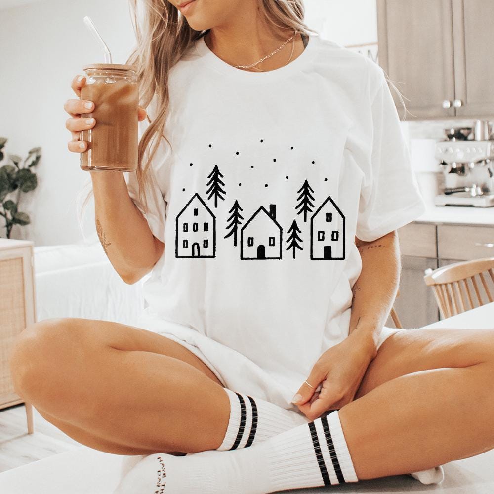 Minimalist Winter House PNG, Scandinavian Home Art - 300 DPI Design for