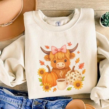 Highland Cow Fall PNG, Autumn PNG - 300 DPI Design for T-Shirt