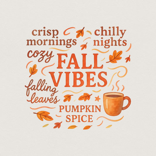 Crisp Mornings Chilly Nights Cozy Fall Vibes PNG, Pumpkin Spice Autumn