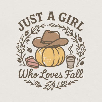 Just A Girl Who Loves Fall PNG, Pumpkin Coffee Autumn PNG - 300 DPI