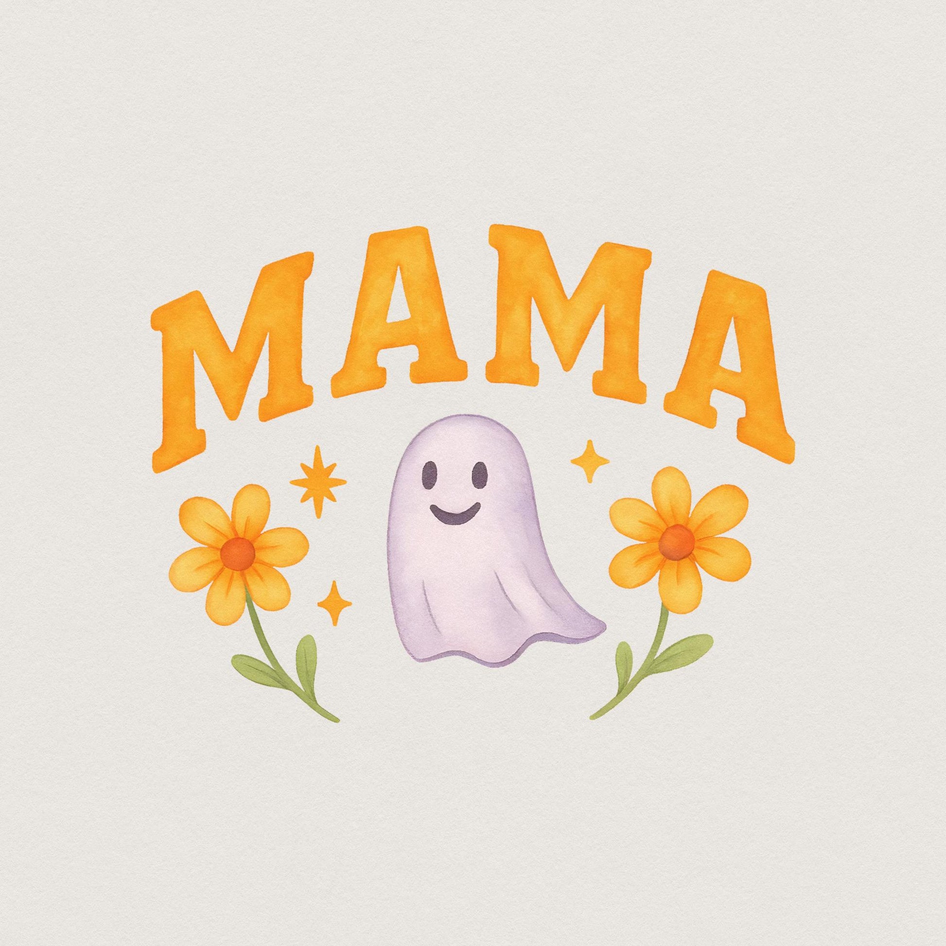 Mama PNG, Cute Ghost Floral Mother's Day Sublimation - 300 DPI Design for