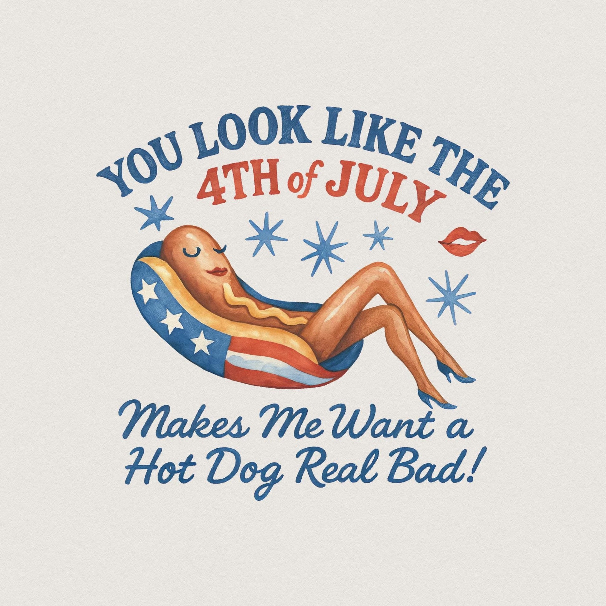 Funny 4th of July png, Cute Hot Dog png - 300 DPI Design for T-Shirt