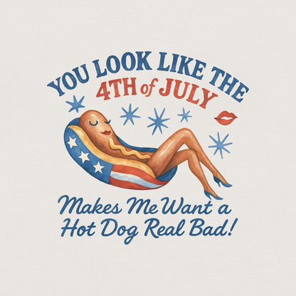 Funny 4th of July png, Cute Hot Dog png - 300 DPI Design for T-Shirt
