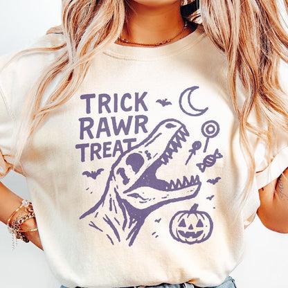 Trick Rawr Treat Dinosaur PNG, Cute Halloween Candy Shirt - 300 DPI