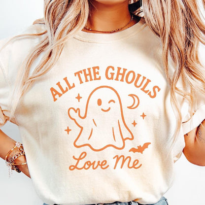 All The Ghouls Love Me PNG, Cute Ghost Halloween Shirt PNG - 300 DPI