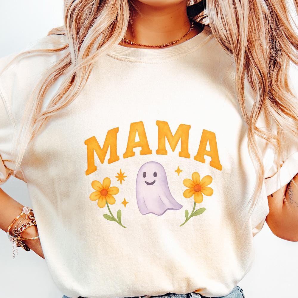 Mama PNG, Cute Ghost Floral Mother's Day Sublimation - 300 DPI Design for