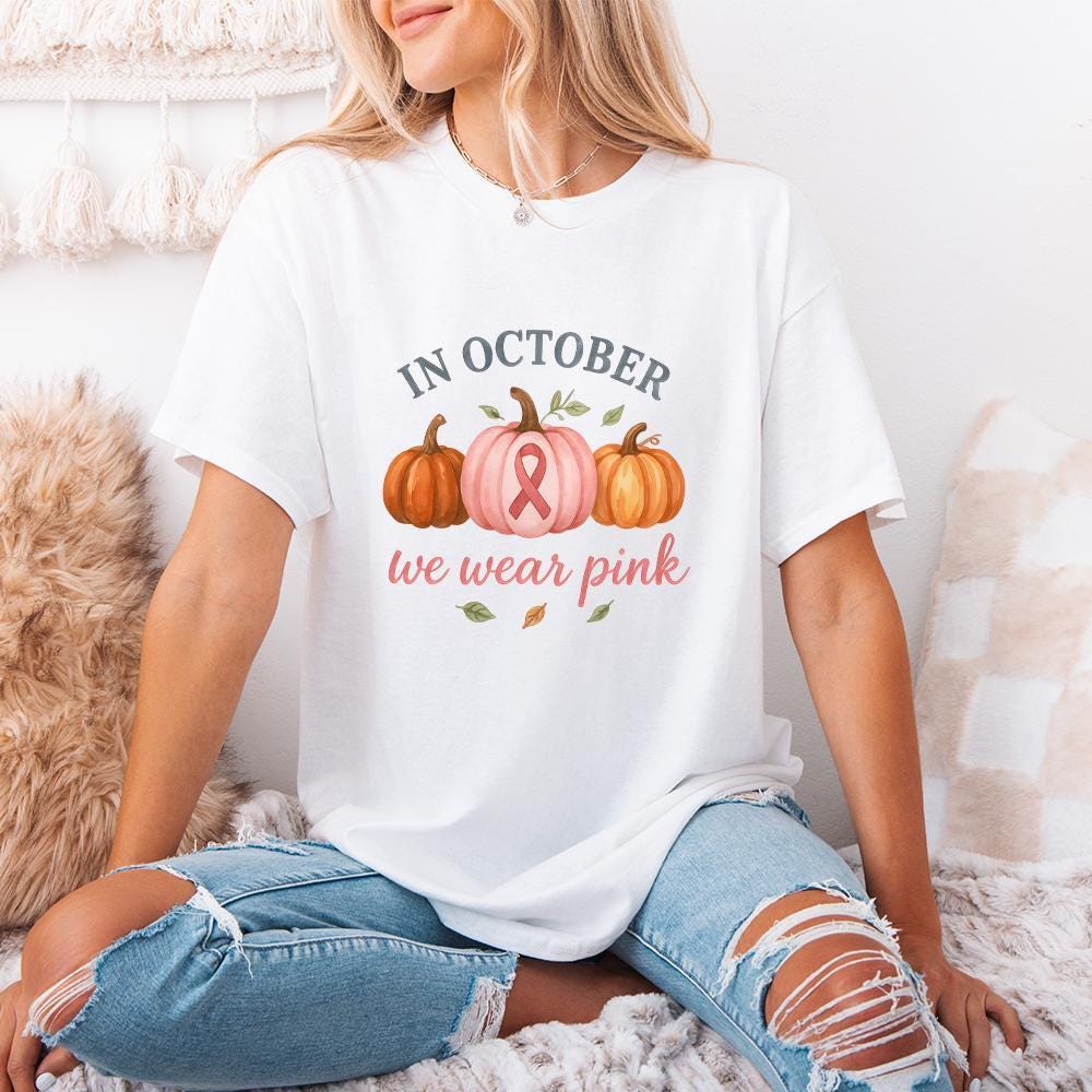 In October We Wear Pink PNG, Breast Cancer Awareness PNG - 300 DPI Design