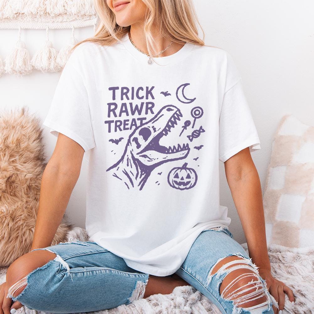 Trick Rawr Treat Dinosaur PNG, Cute Halloween Candy Shirt - 300 DPI
