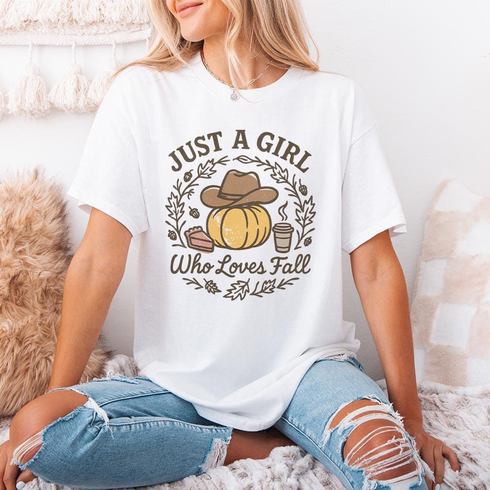 Just A Girl Who Loves Fall PNG, Pumpkin Coffee Autumn PNG - 300 DPI