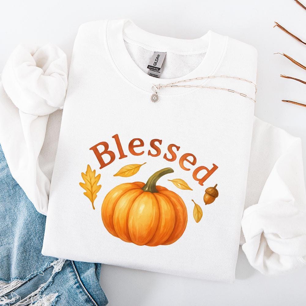 Blessed Pumpkin Fall Vibes PNG, Thanksgiving Turkey - 300 DPI Design for