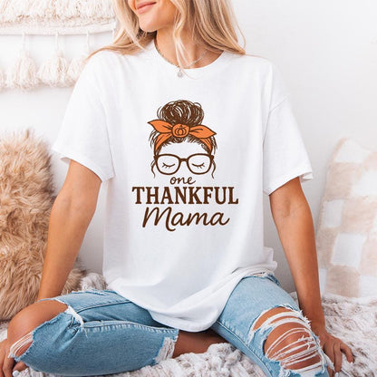 One Thankful Mama PNG, Thanksgiving Shirt PNG - 300 DPI Design for T-Shirt