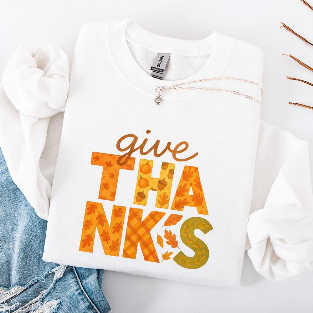 Give Thanks PNG, Fall Thanksgiving Shirt - 300 DPI Design for T-Shirt