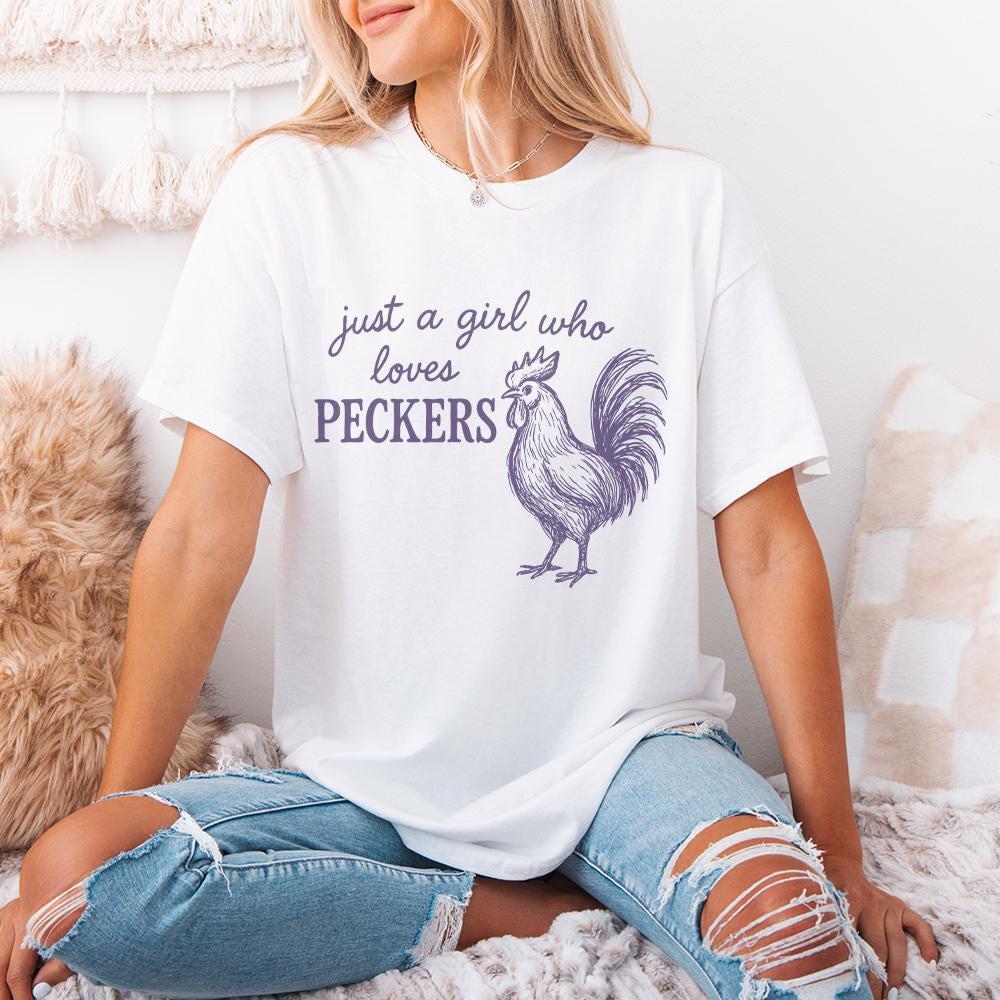 Just A Girl Who Loves Peckers PNG, Funny Chicken - 300 DPI Design for