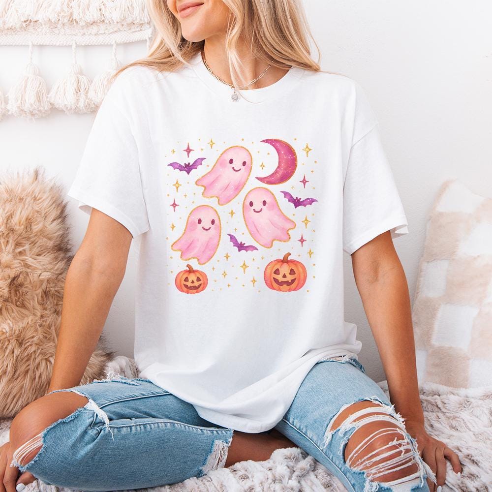 Pastel Cute Ghost PNG, Pumpkin PNG - 300 DPI Design for T-Shirt