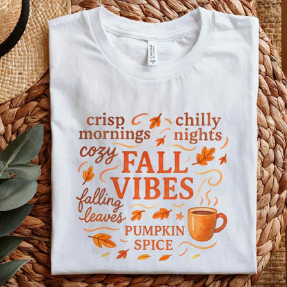 Crisp Mornings Chilly Nights Cozy Fall Vibes PNG, Pumpkin Spice Autumn