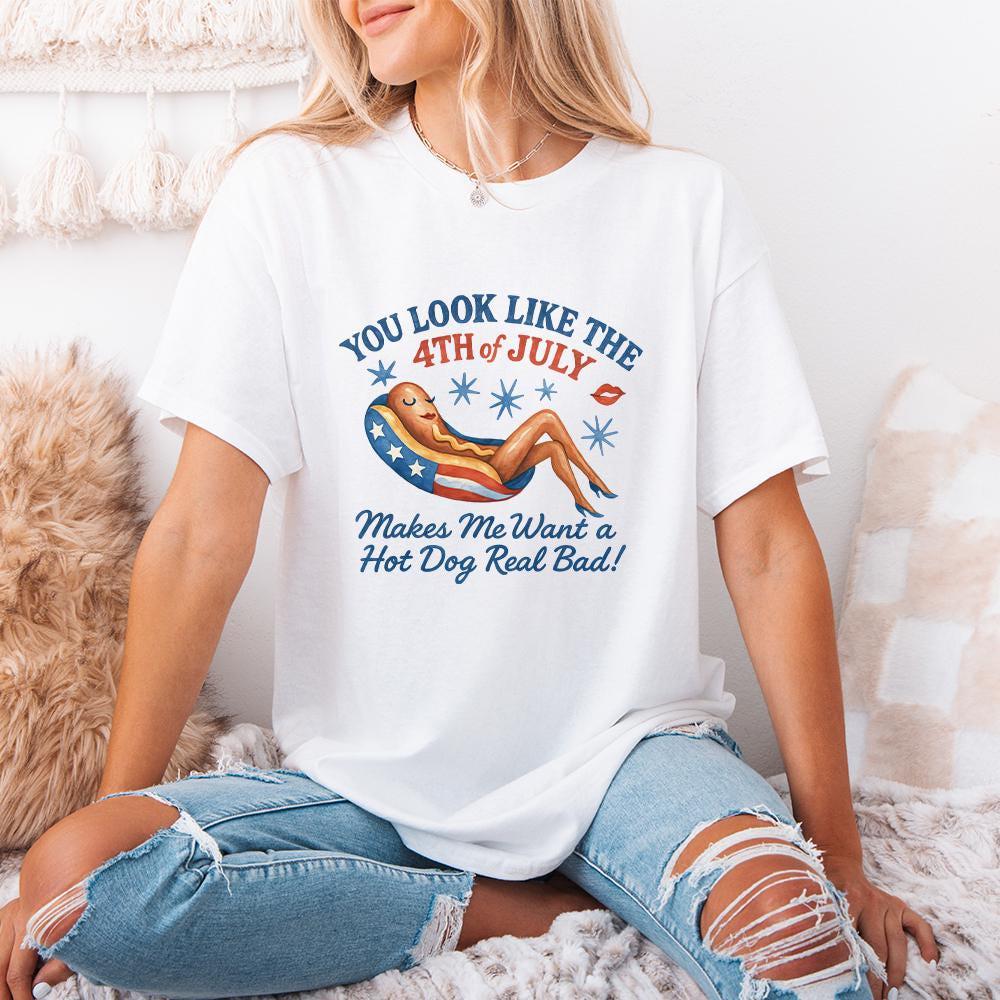 Funny 4th of July png, Cute Hot Dog png - 300 DPI Design for T-Shirt