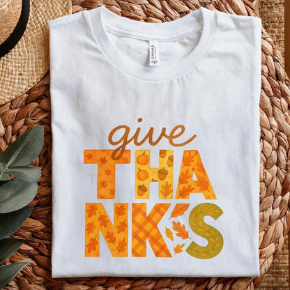 Give Thanks PNG, Fall Thanksgiving Shirt - 300 DPI Design for T-Shirt