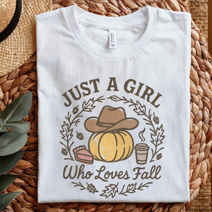 Just A Girl Who Loves Fall PNG, Pumpkin Coffee Autumn PNG - 300 DPI