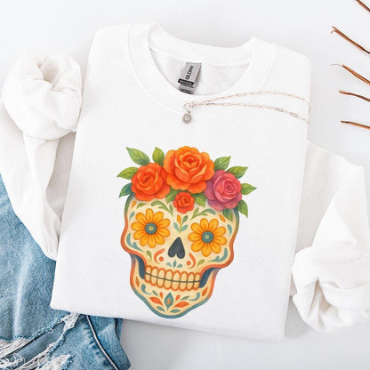 Sugar Skull Floral PNG, Day of the Dead PNG - 300 DPI Design for T-Shirt