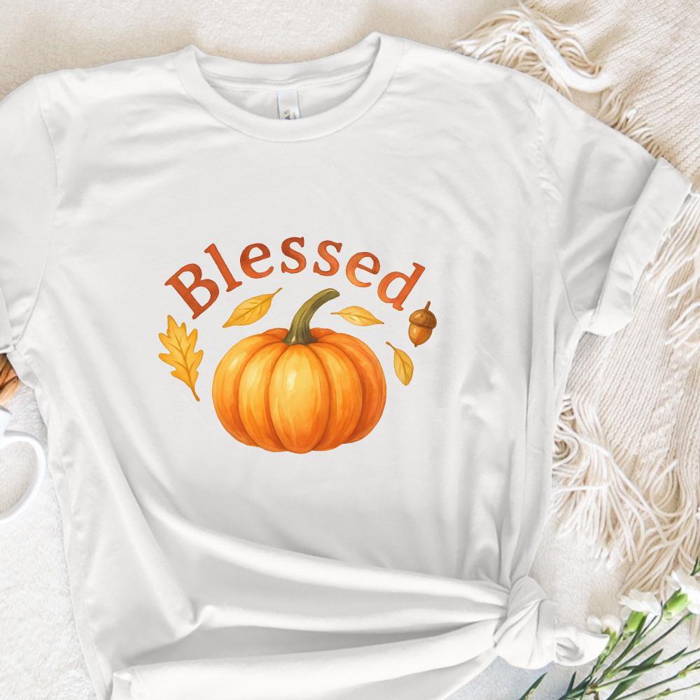 Blessed Pumpkin Fall Vibes PNG, Thanksgiving Turkey - 300 DPI Design for
