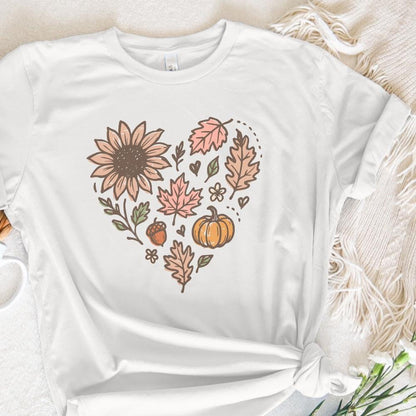 Sunflower Pumpkin Fall Leaves Heart Autumn PNG, Thanksgiving Acorn