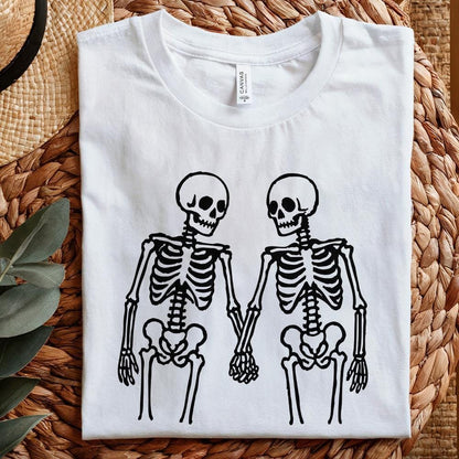 Skeleton Couple Holding Hands PNG, Romantic Skeleton Art PNG - 300 DPI