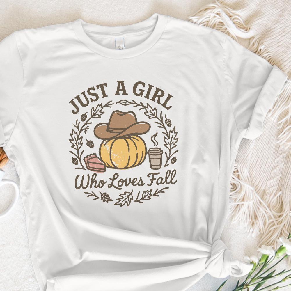 Just A Girl Who Loves Fall PNG, Pumpkin Coffee Autumn PNG - 300 DPI